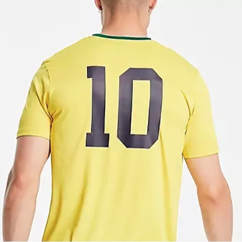 Brasil Soccer Football T-Shirt Yellow #10 Brazil Flag Logo LARGE Athletic Tee - Picture 5 of 6